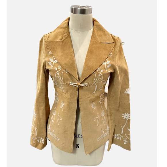 Arden B Jackets & Blazers - ARDEN B Retro Y2K Genuine Leather Suede Embroidery Coat Western Boho Jacket Sz S